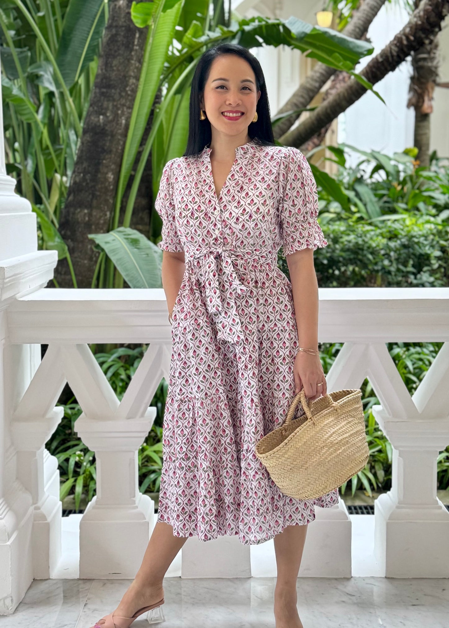 Penny Midi Dress - Pink Petals