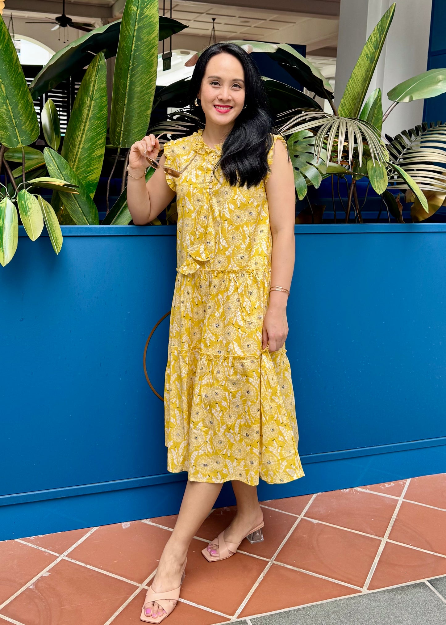 Lacey Cotton Dress | Ruffles Yellow