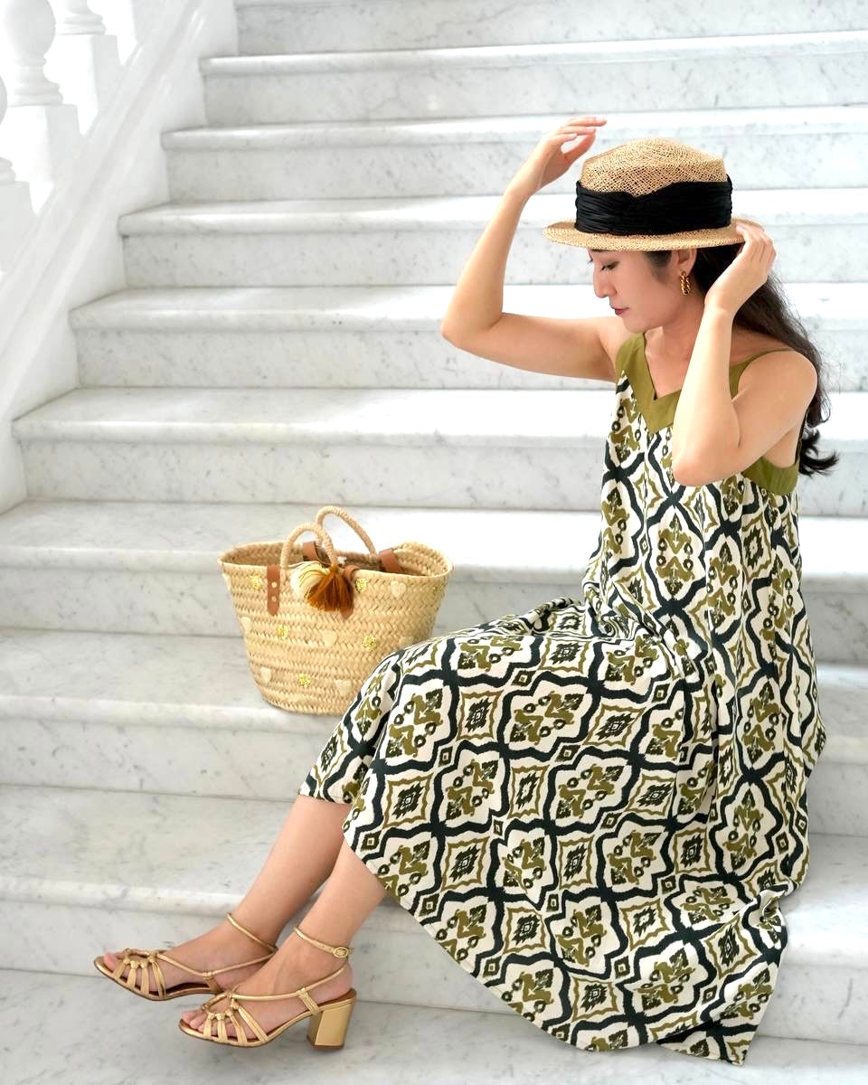 Ase Spaghetti Strap Dress - Tribal Olive