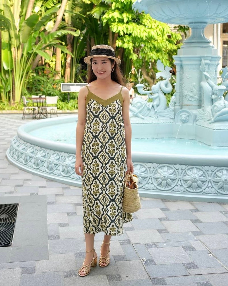 Ase Spaghetti Strap Dress - Tribal Olive