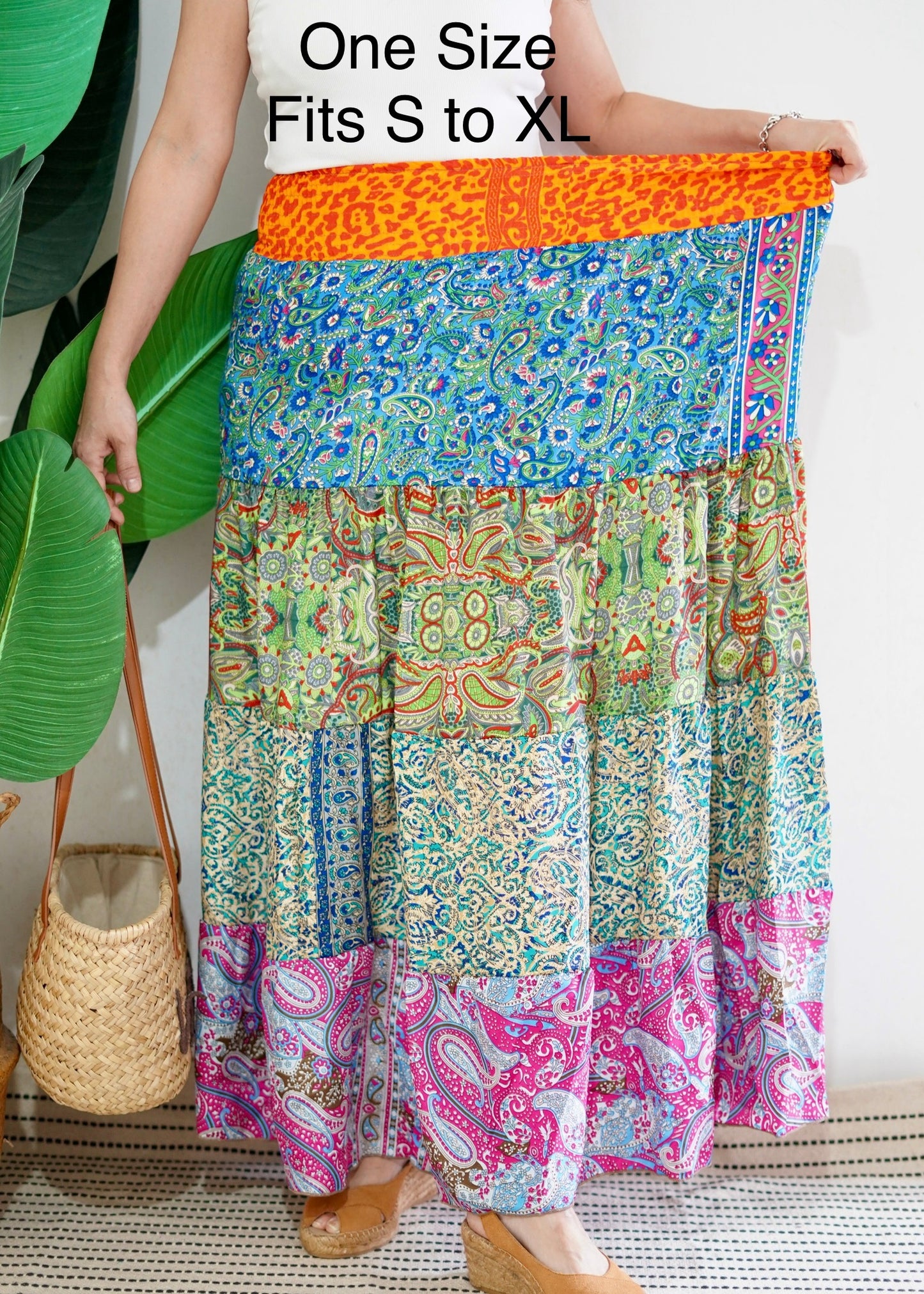 Silky Patchwork Skirt
