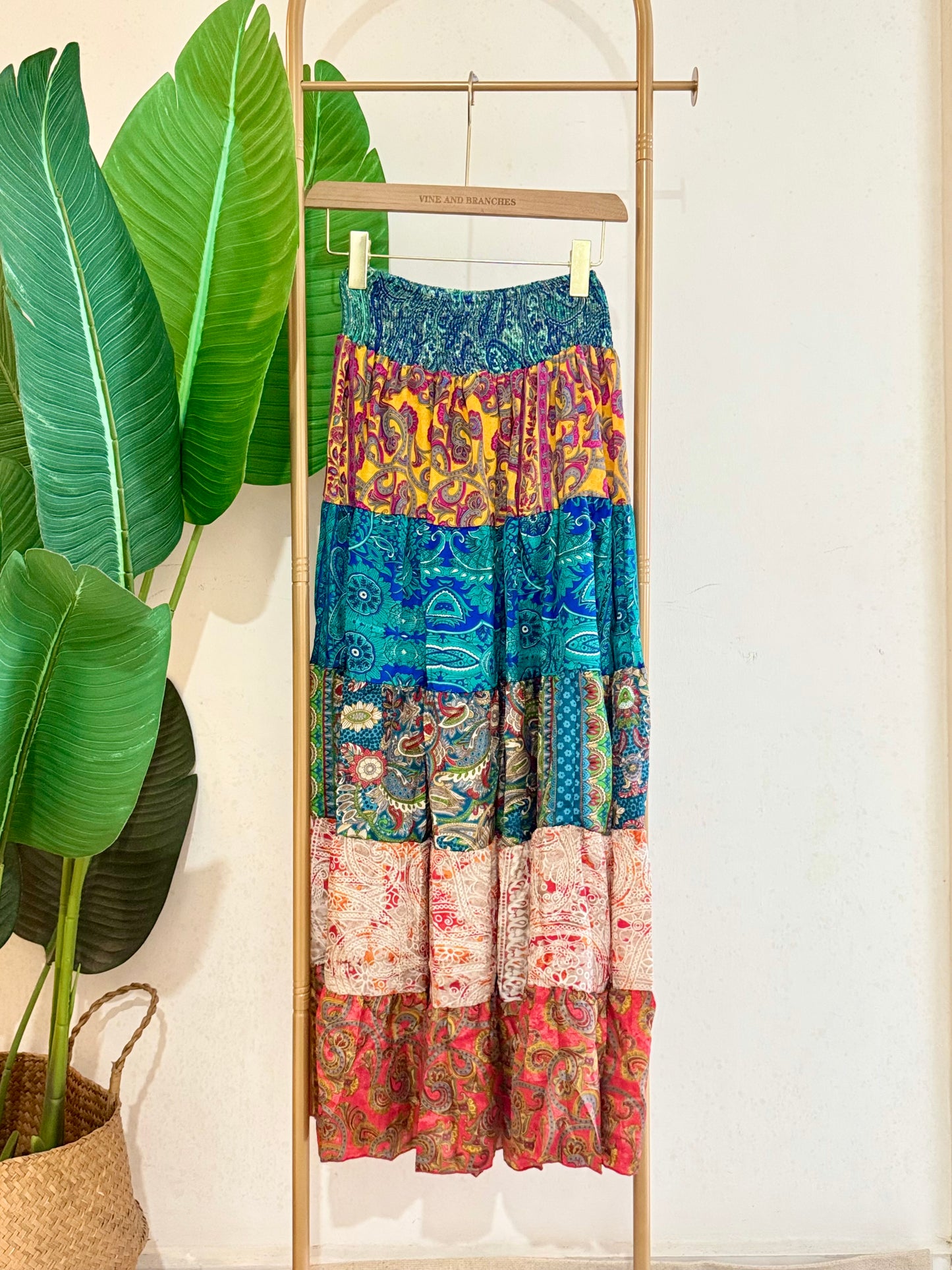 Silky Patchwork Skirt