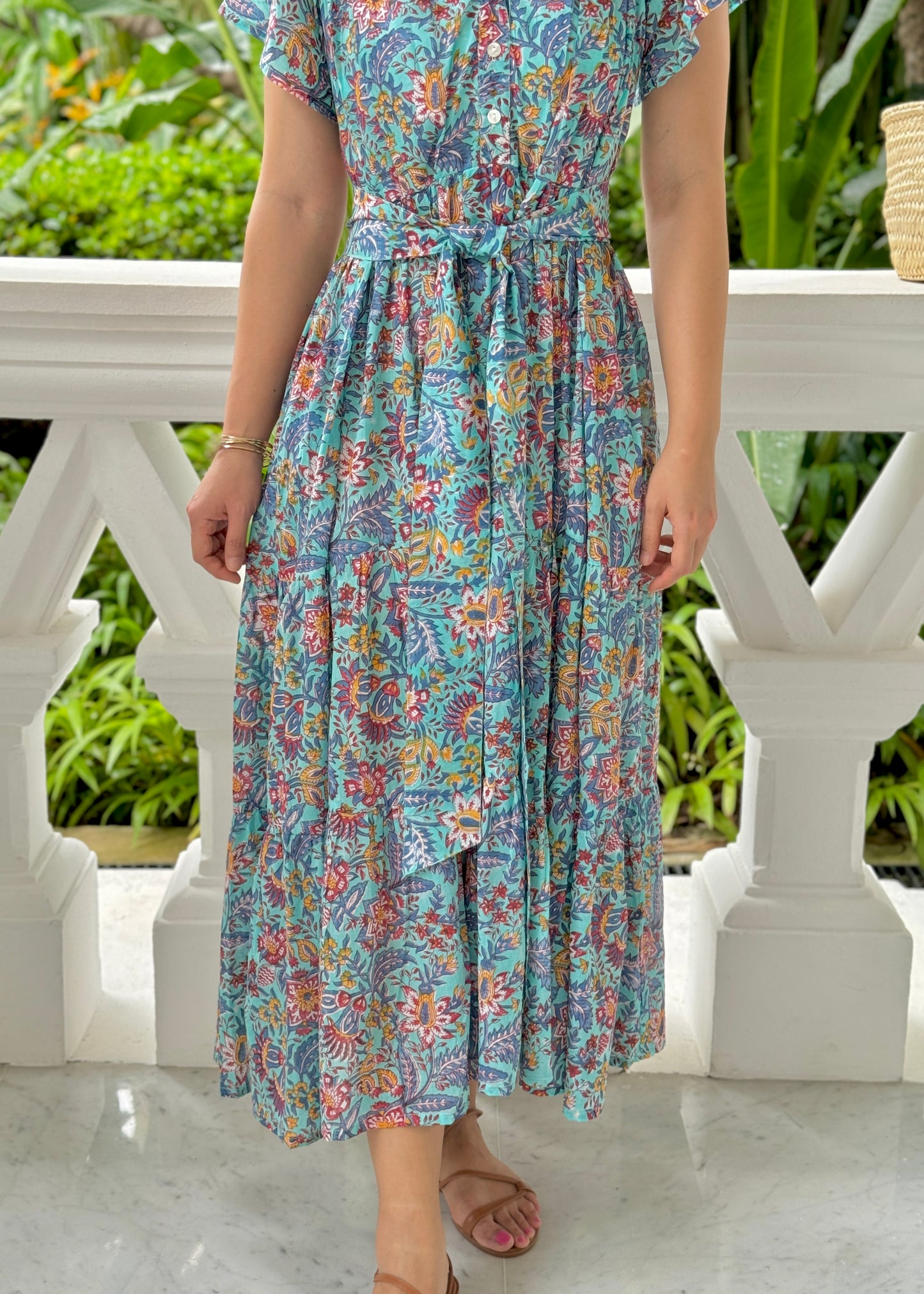 Vienna Frills Collar Dress - Blue Spring