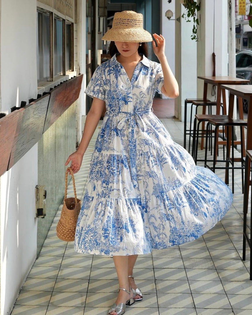 Whitney Shirt Dress - Blue Romance