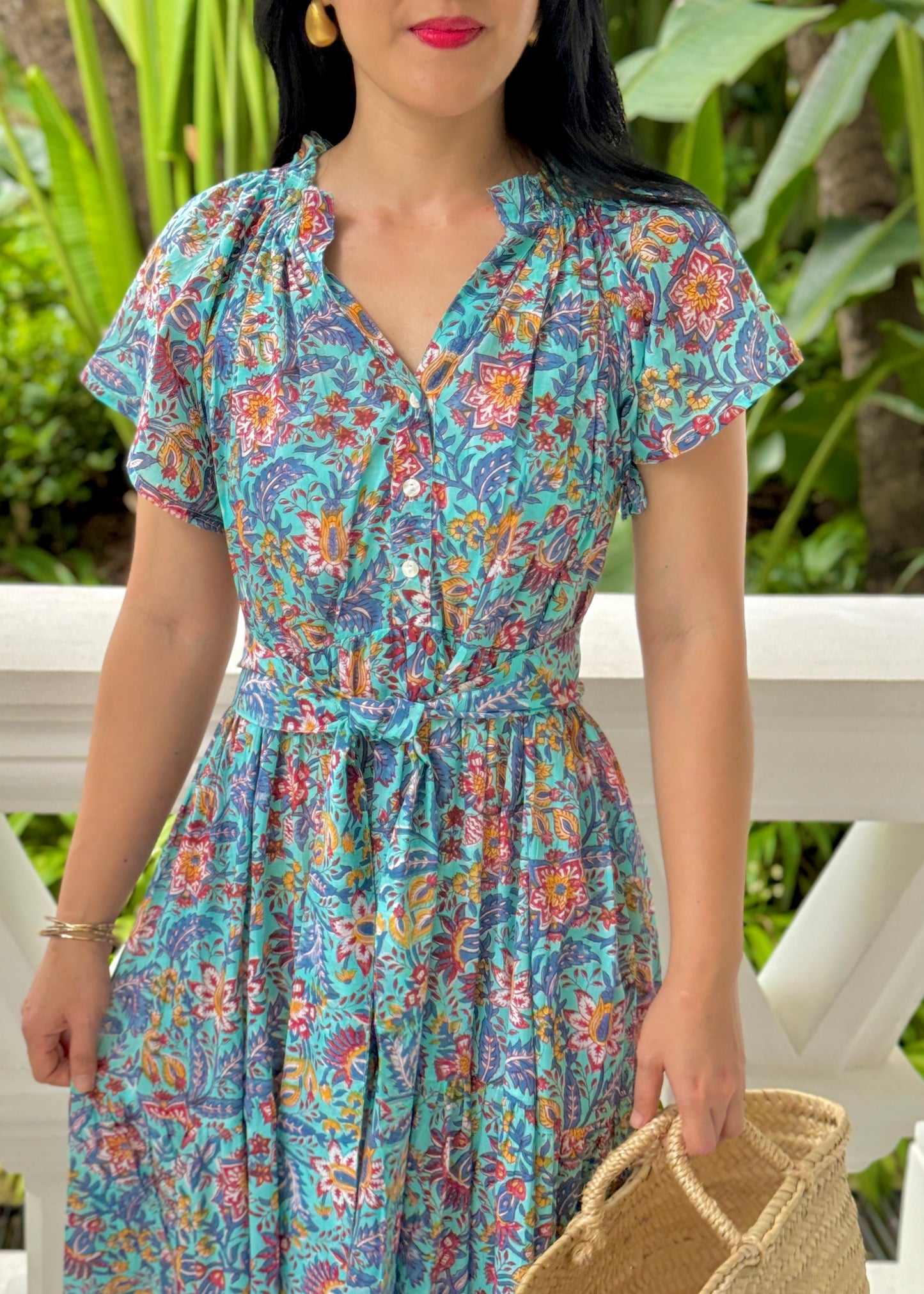 Vienna Frills Collar Dress - Blue Spring