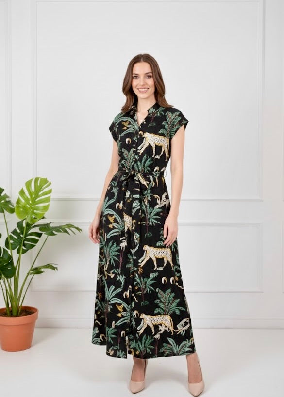 Kiara Cotton Dress | Jungle Black