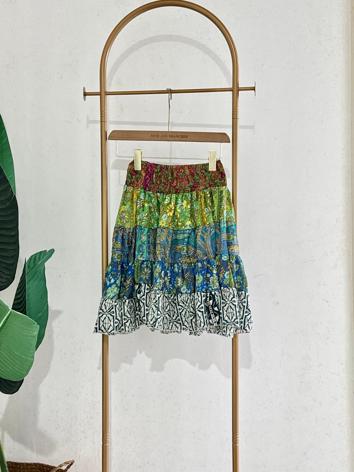 Mini Silky Patchwork Skirt