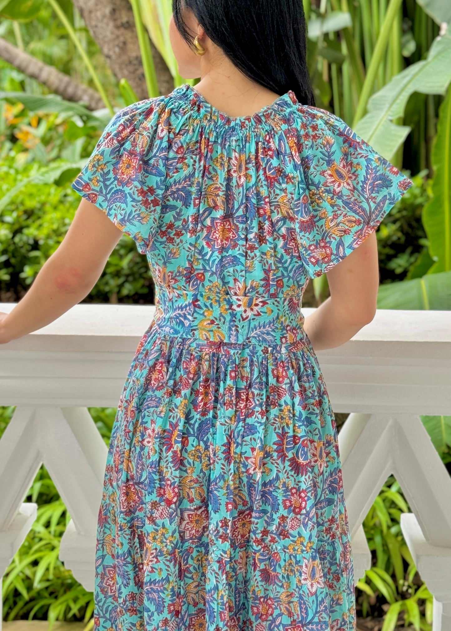 Vienna Frills Collar Dress - Blue Spring
