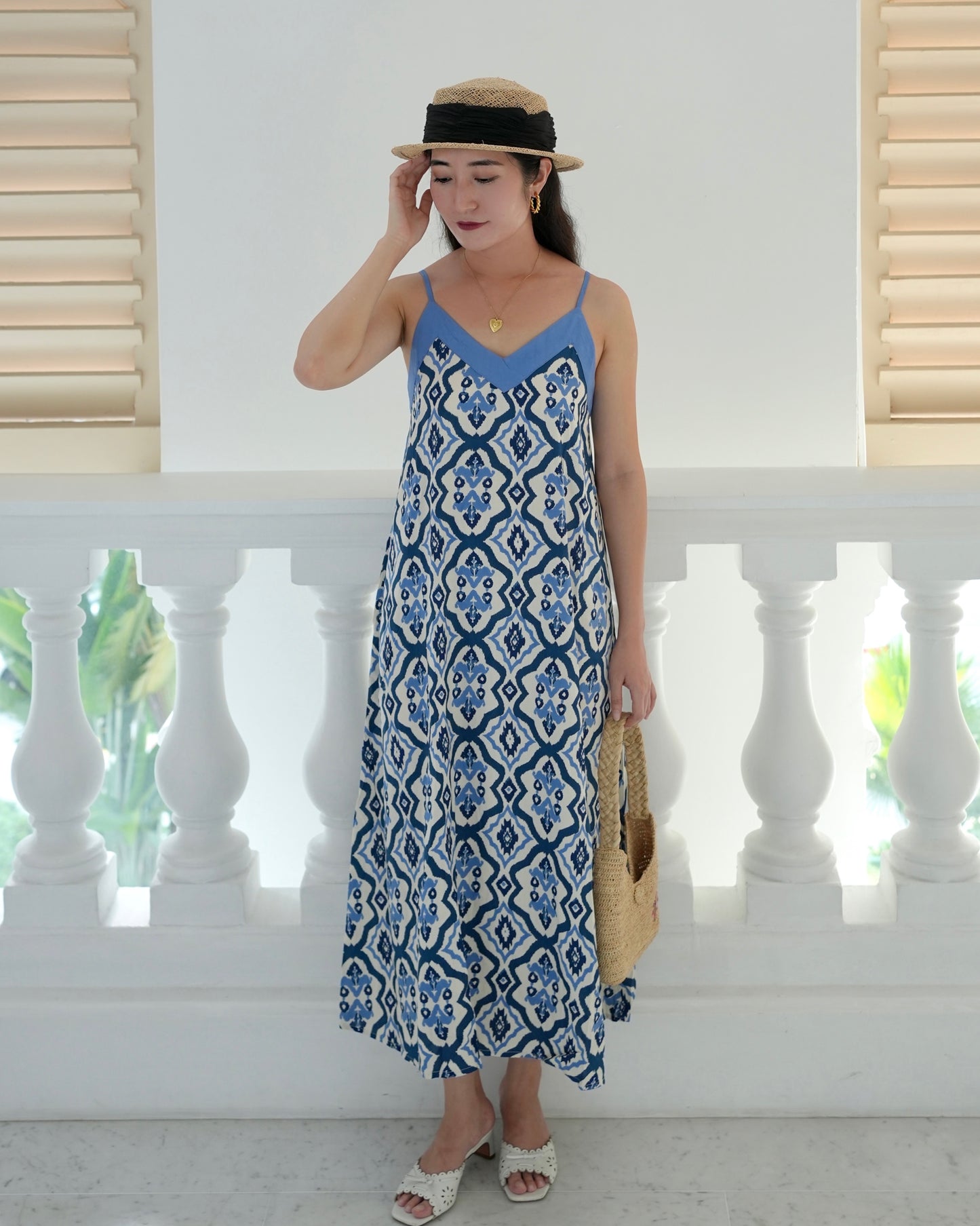 Ase Spaghetti Strap Dress - Tribal Blue