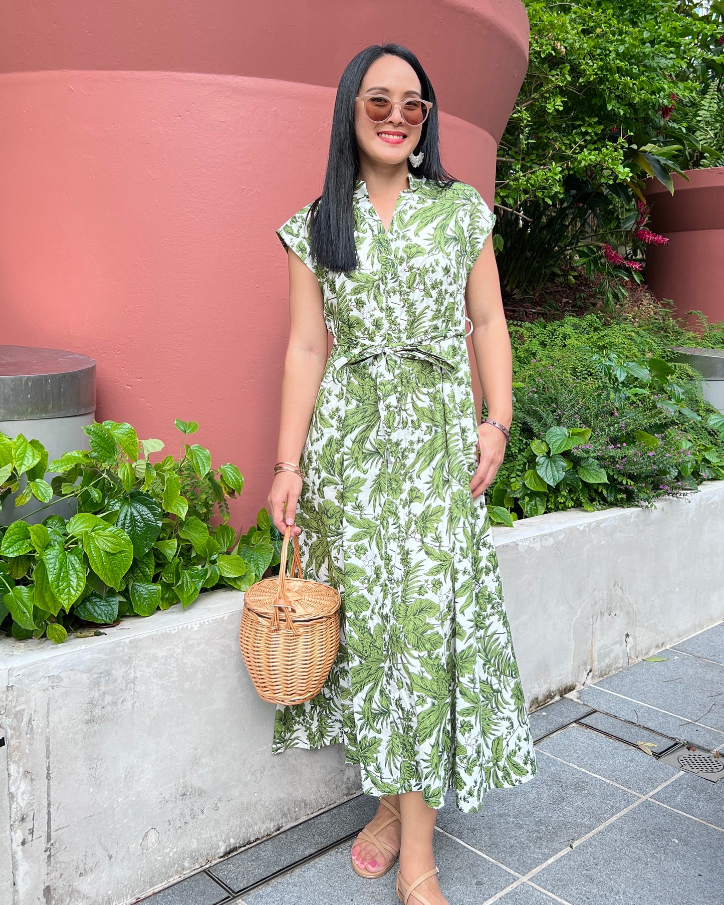Kiara Cotton Dress - Green Blossom