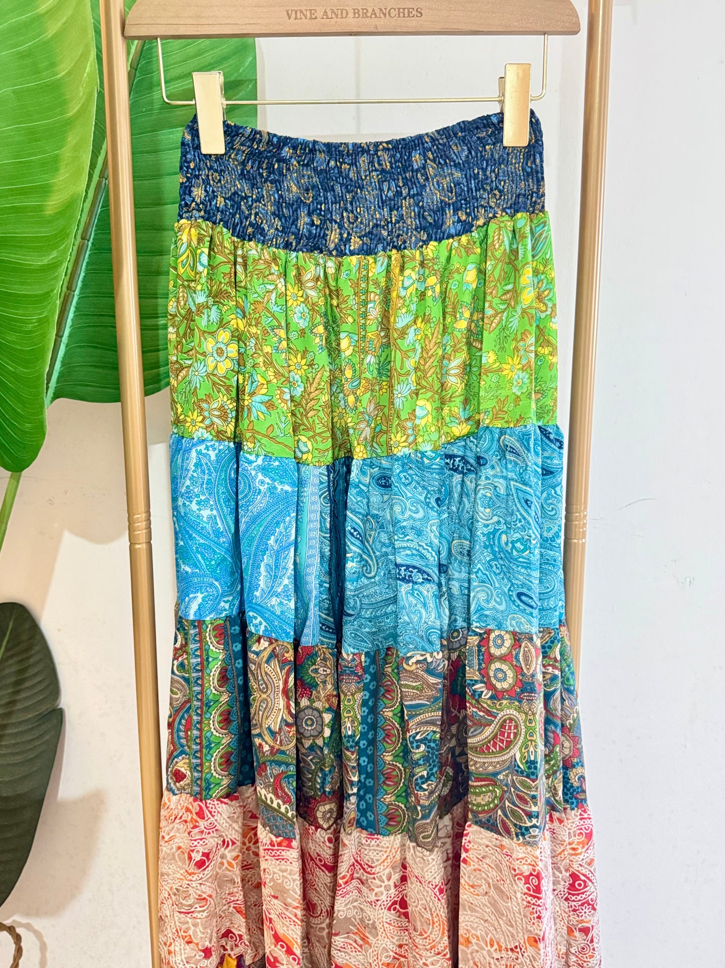 Silky Patchwork Skirt