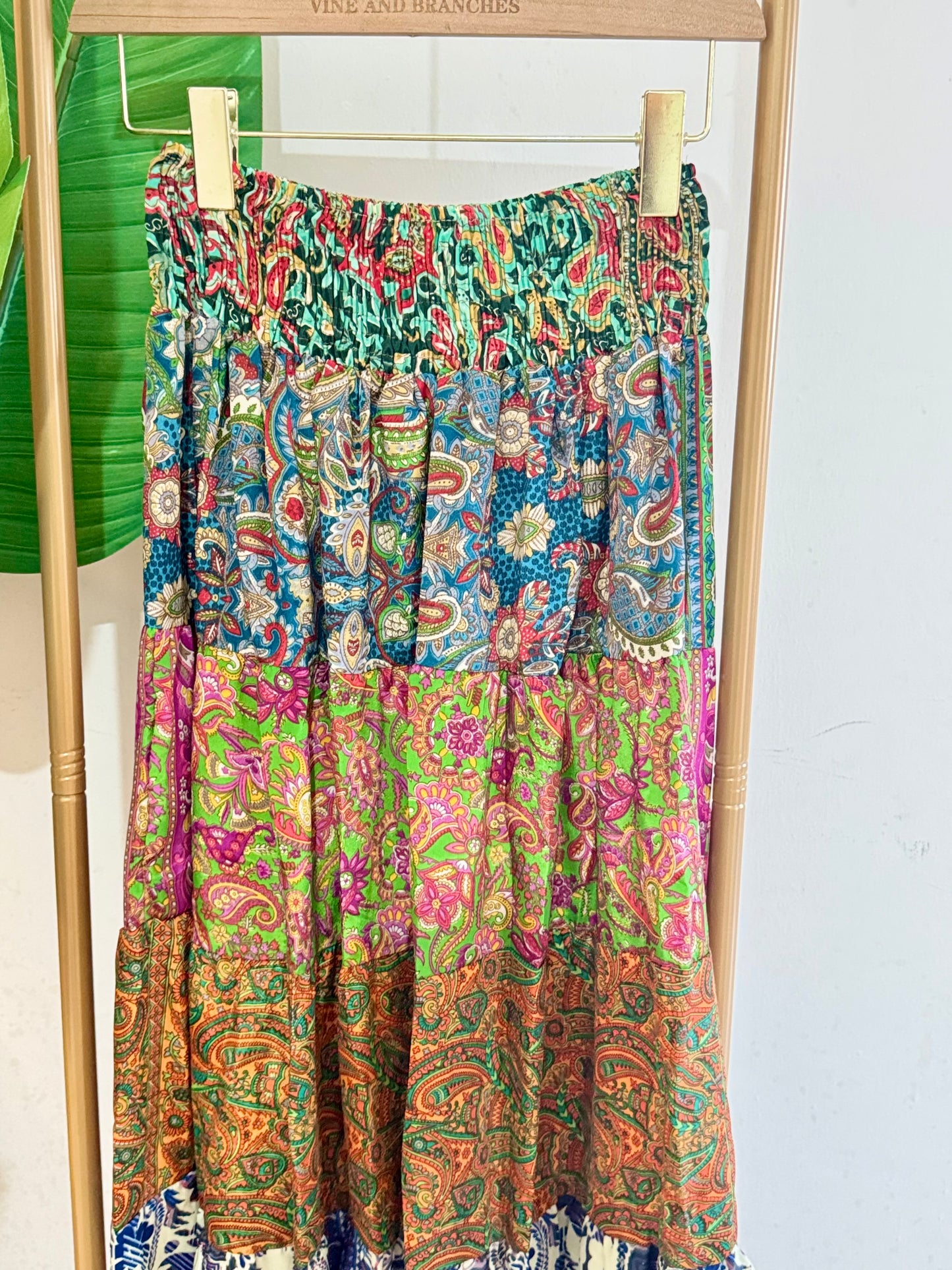 Silky Patchwork Skirt
