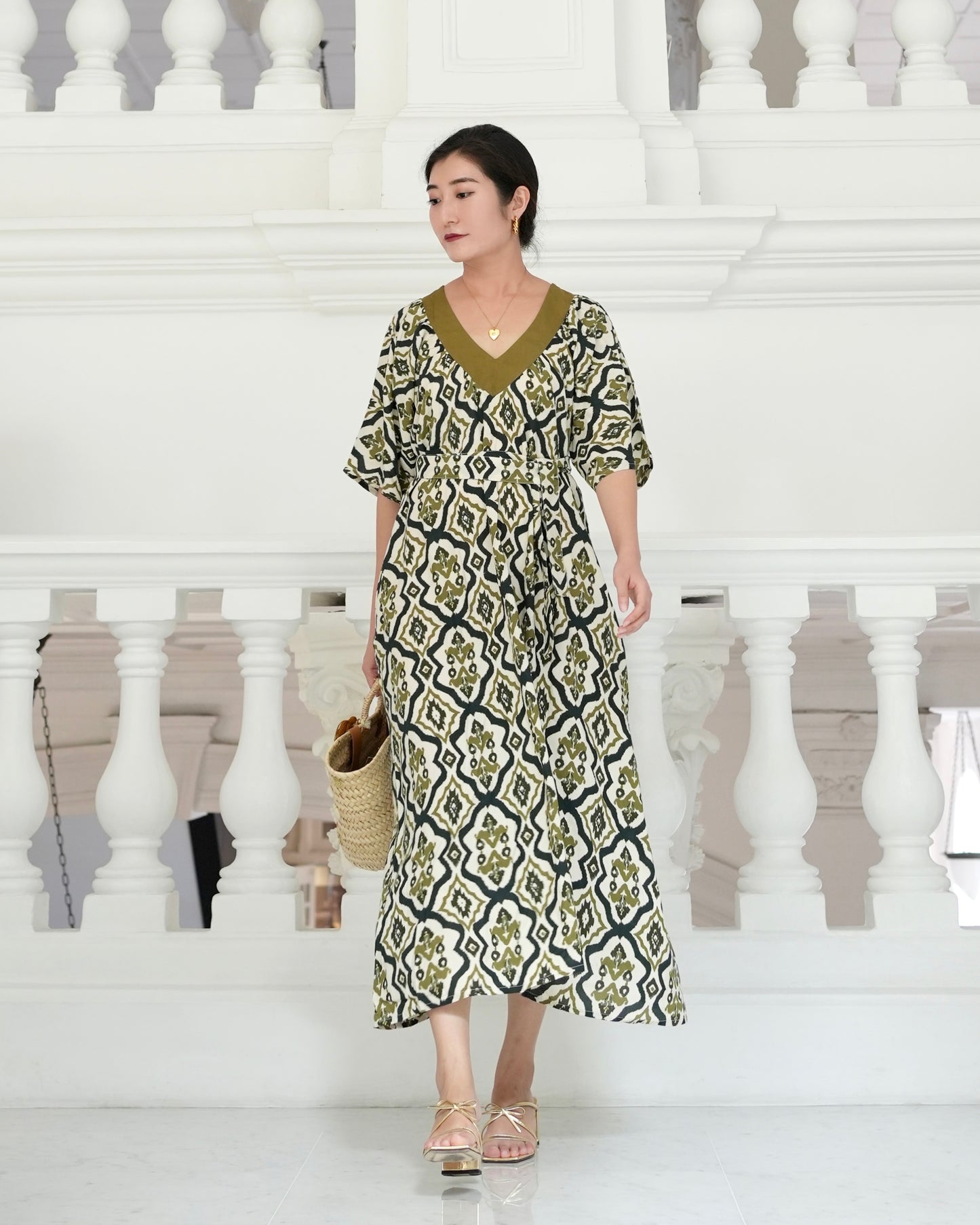 Camille Dress - Tribal Olive