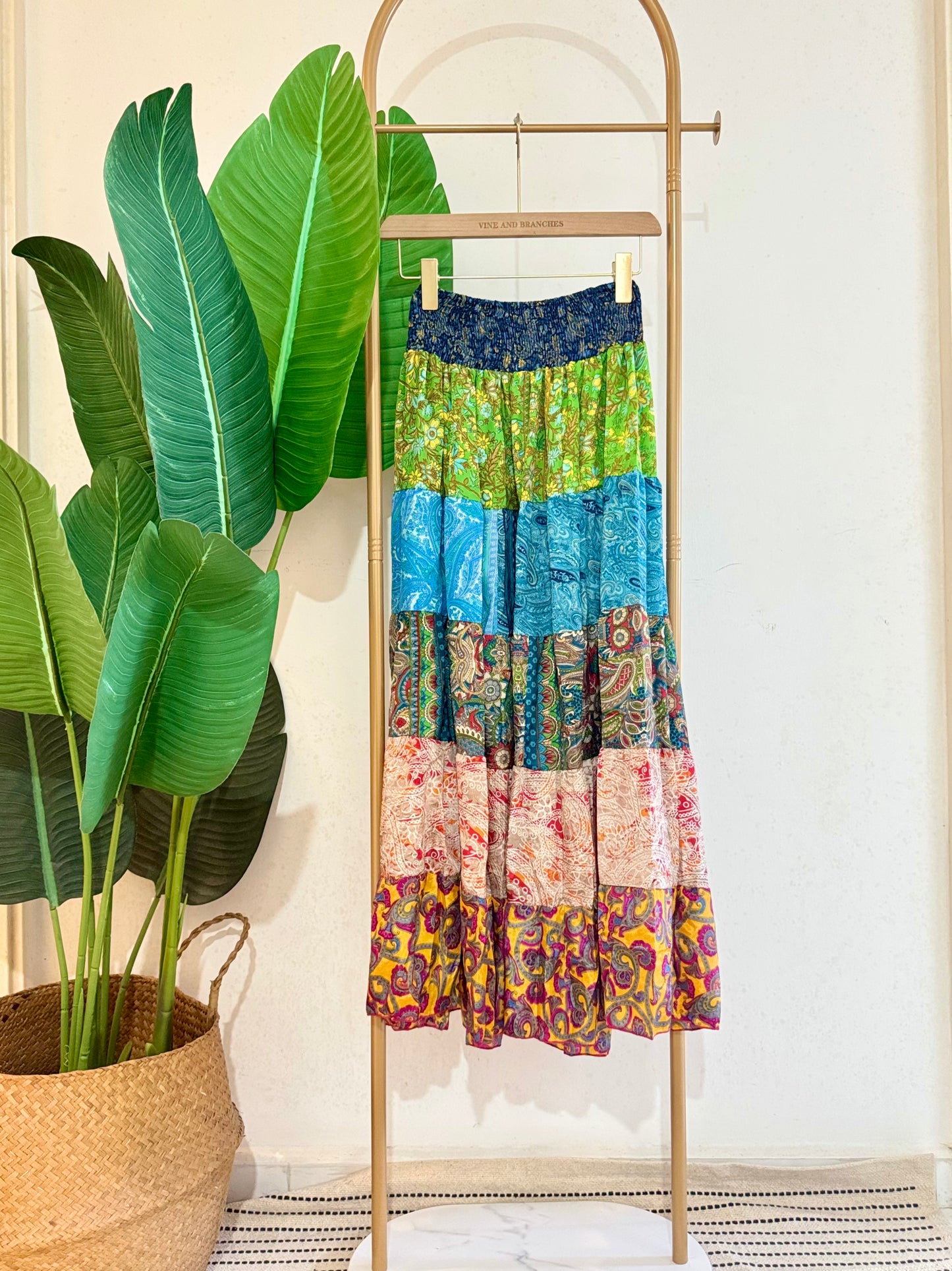 Silky Patchwork Skirt