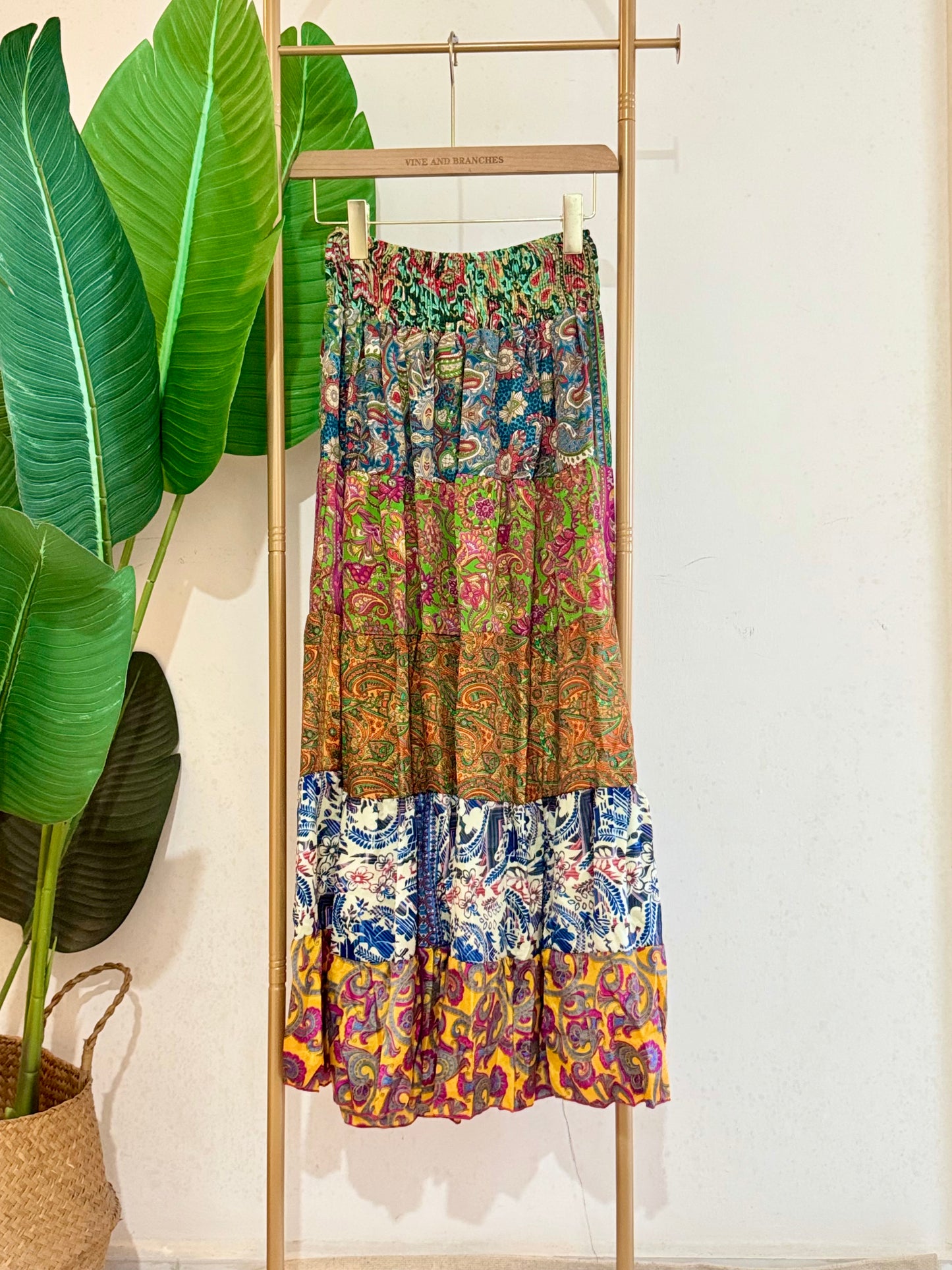 Silky Patchwork Skirt