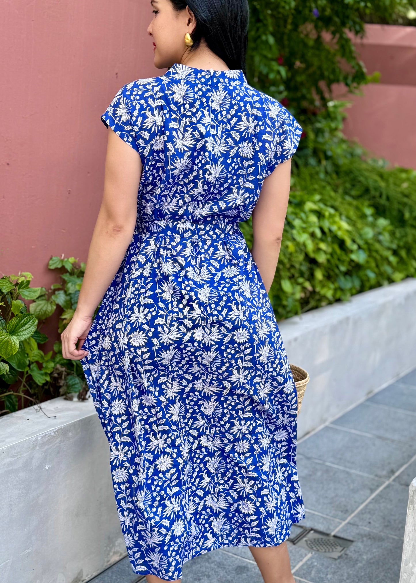 Kiara Cotton Dress | Blue Bloom
