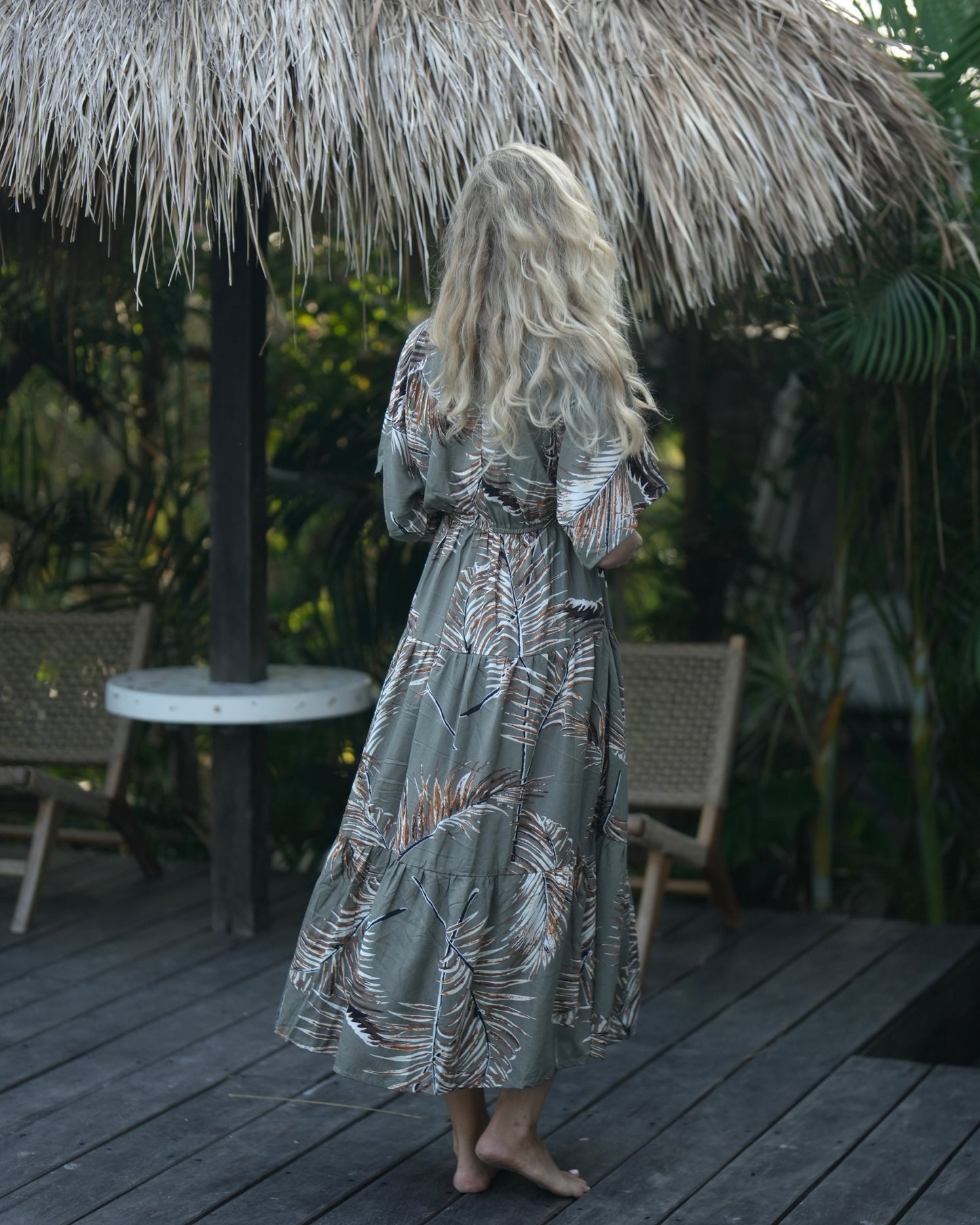 Nori Maxi Dress -Khaki Palm