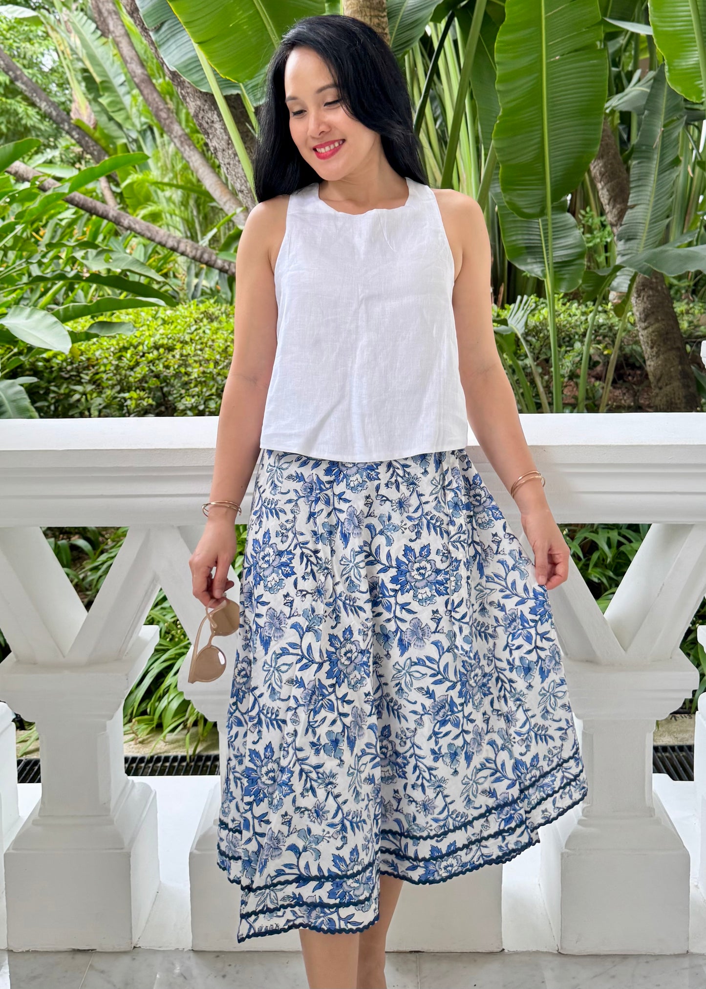 Mara Wrap Skirt | Floral Blue