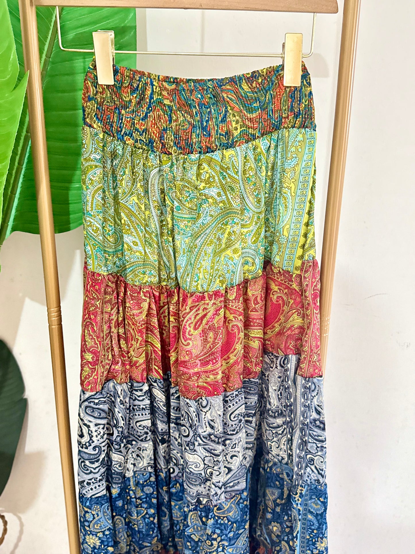 Silky Patchwork Skirt