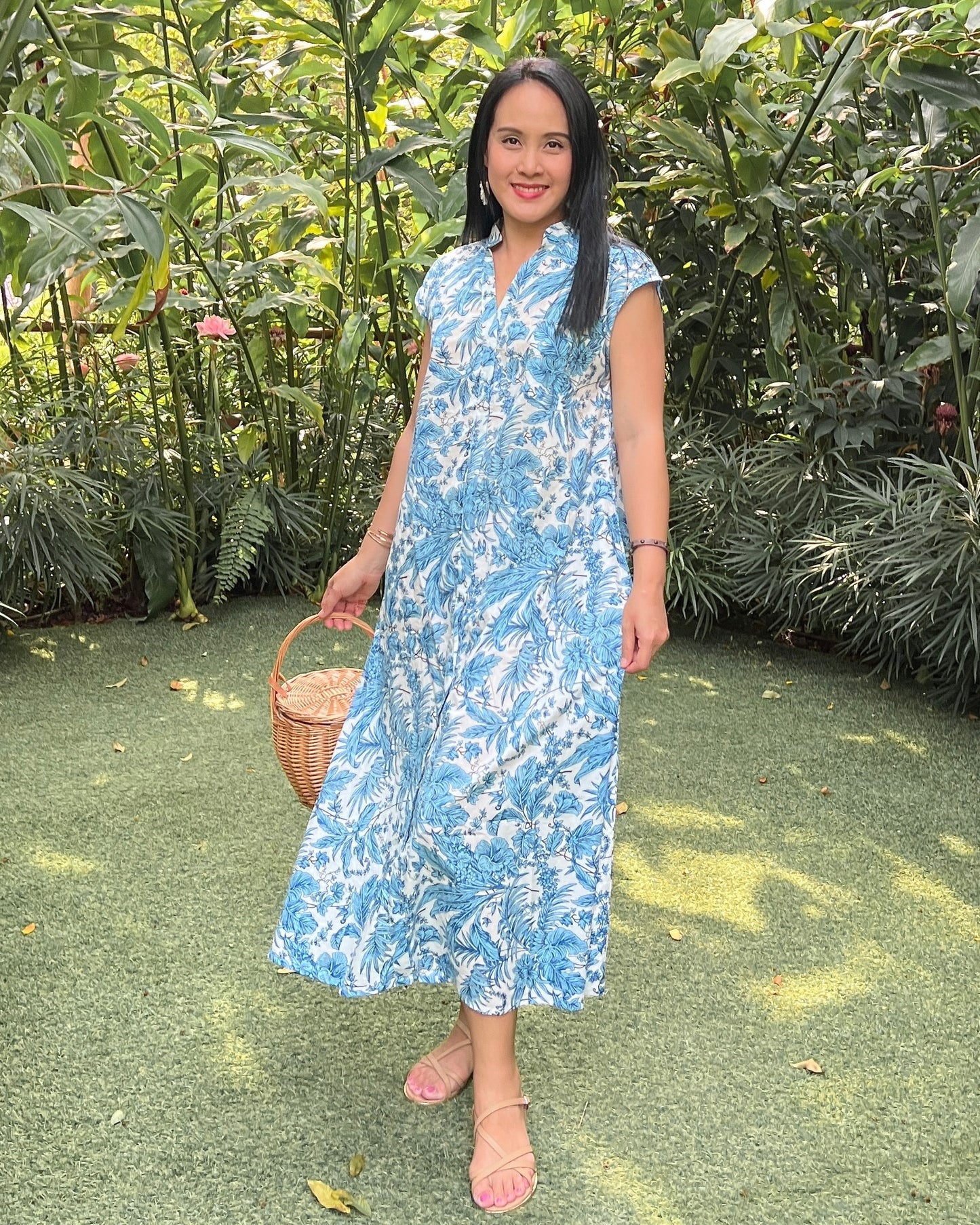 Kiara Cotton Dress - Blue Blossom