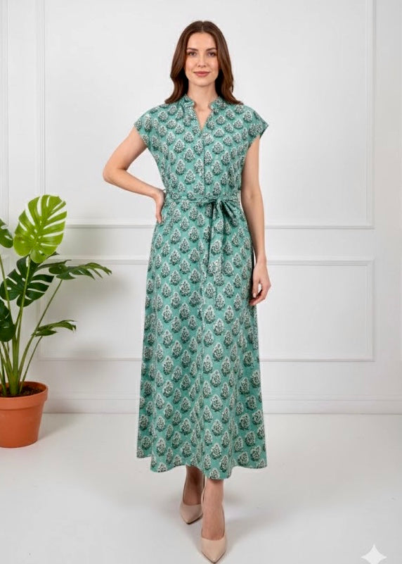 Kiara Cotton Dress | Misty Fern