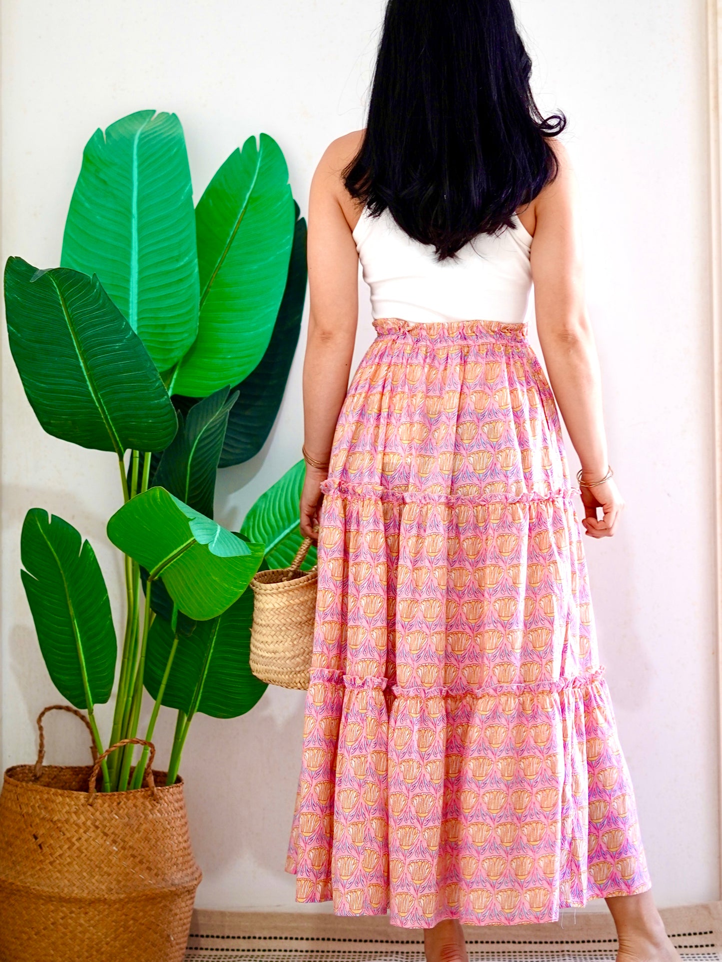 Zenus Handblock Skirt | Popsicle Pink