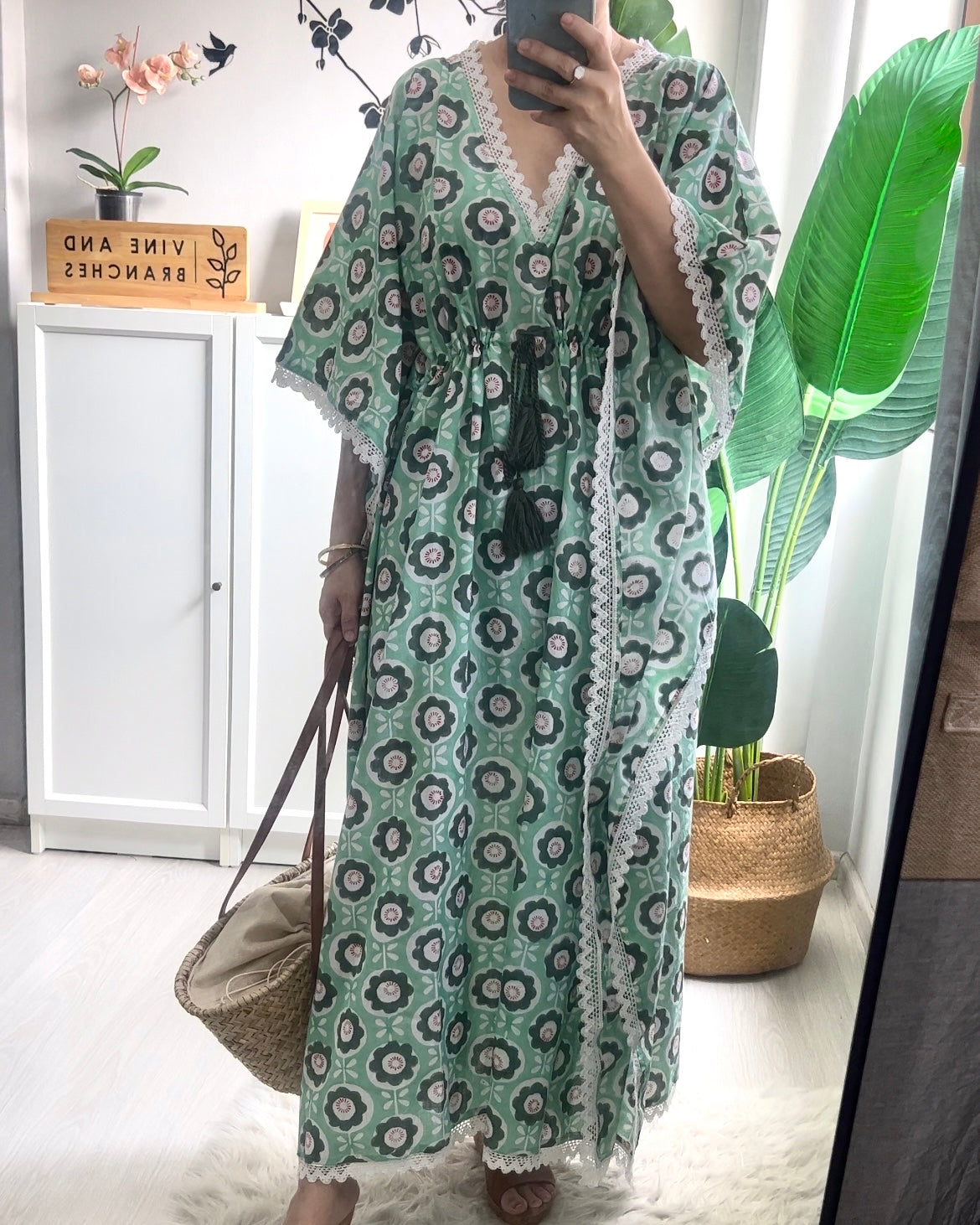 Junia Cotton Kaftan - Summer Green