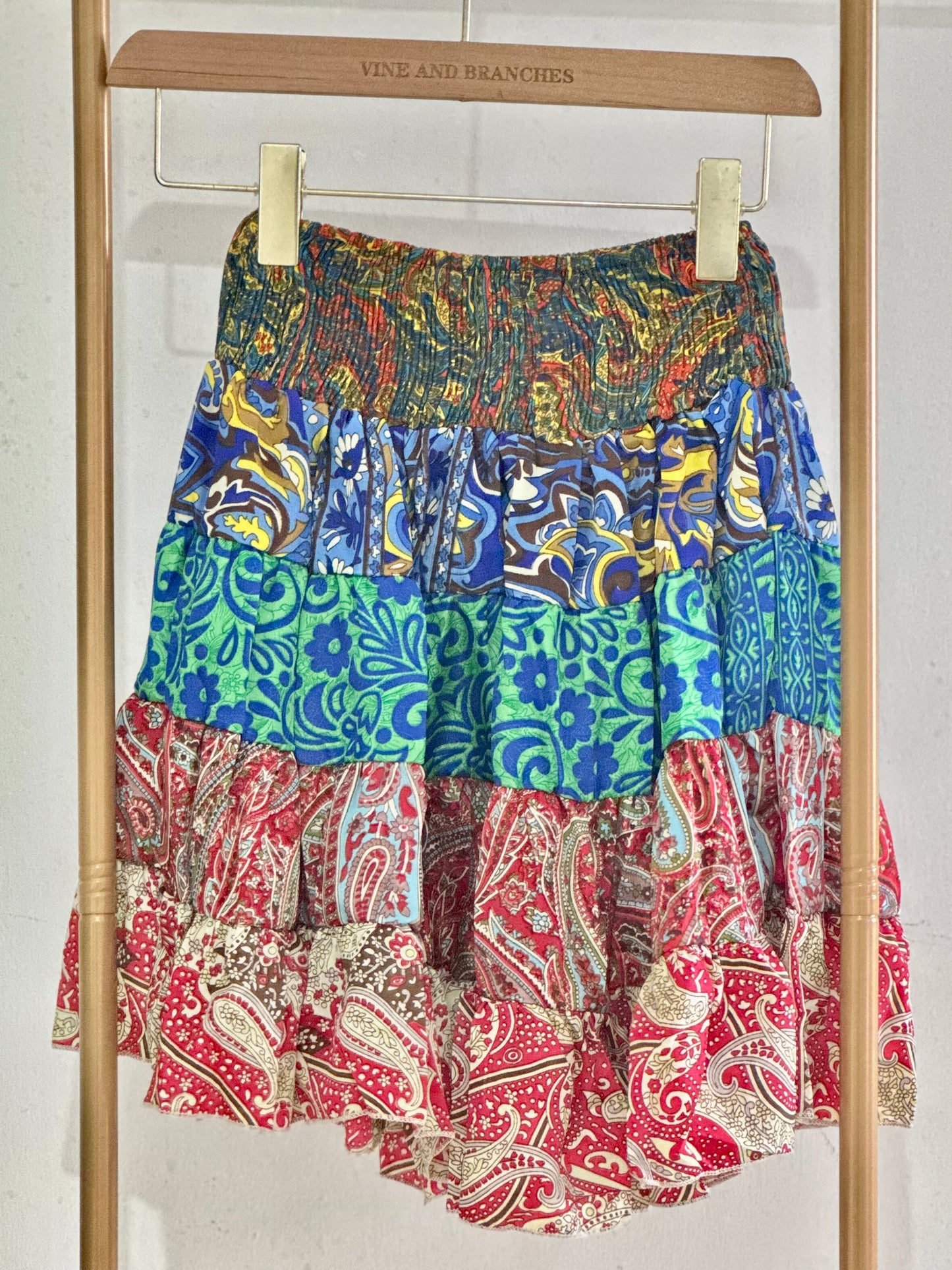 Mini Silky Patchwork Skirt