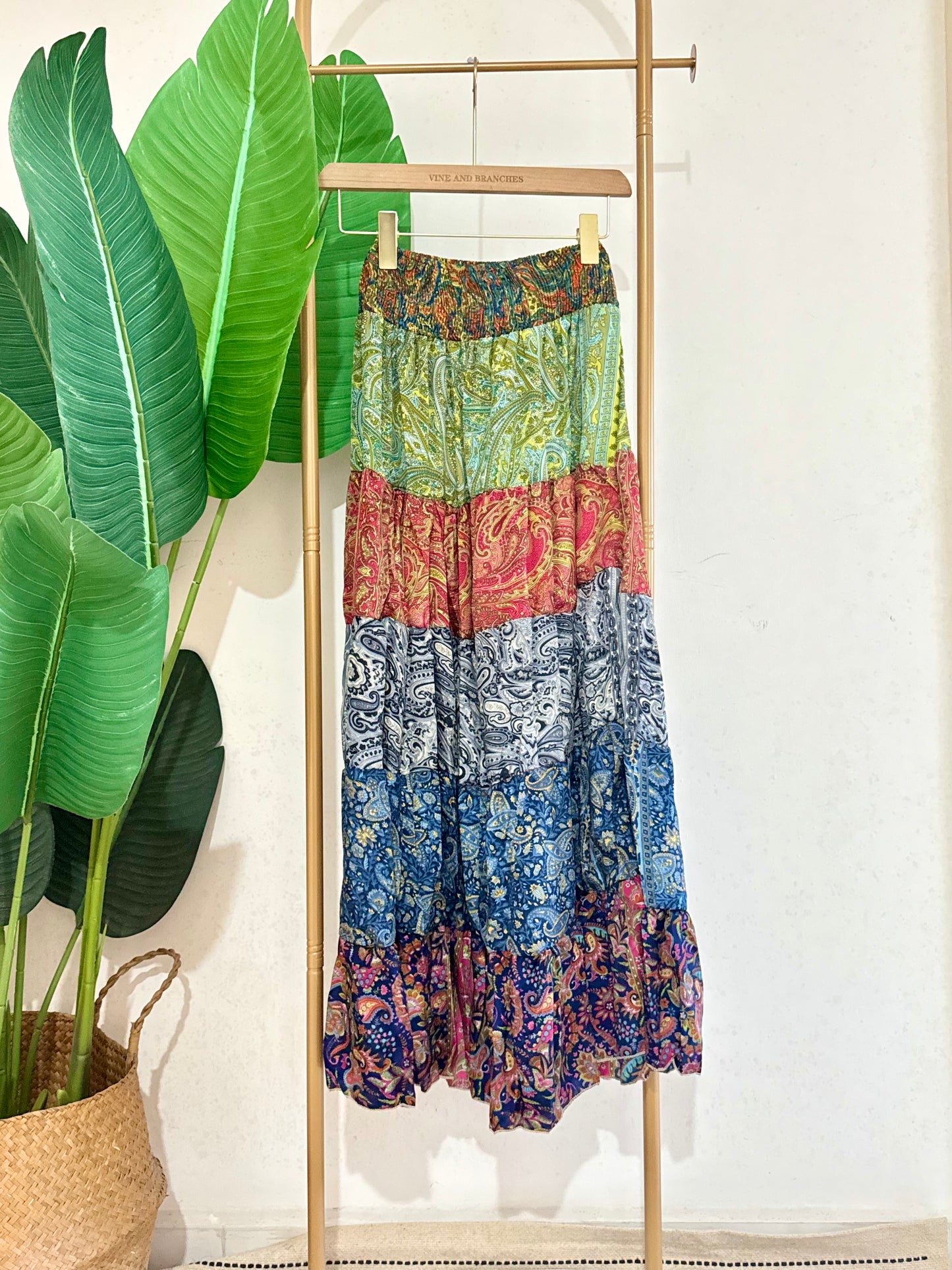 Silky Patchwork Skirt