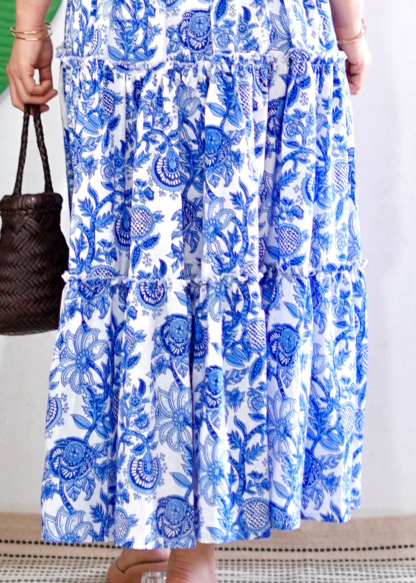 Zenus Handblock Skirt | Porcelain Blue