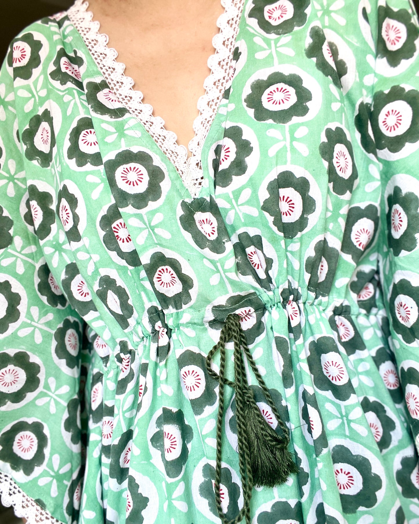 Junia Cotton Kaftan - Summer Green