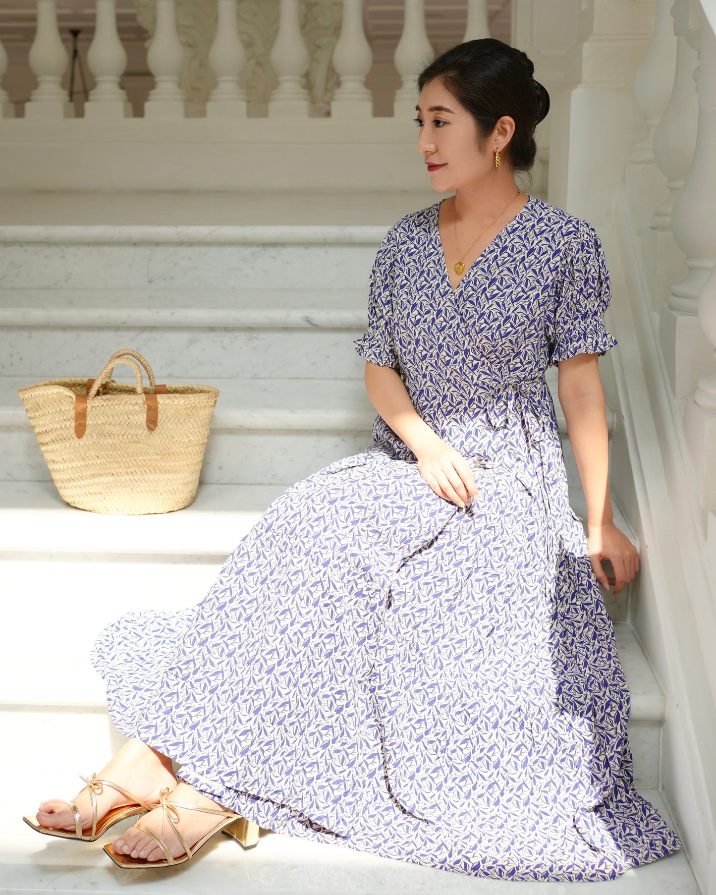 Della Wrap Dress - Dainty Blue