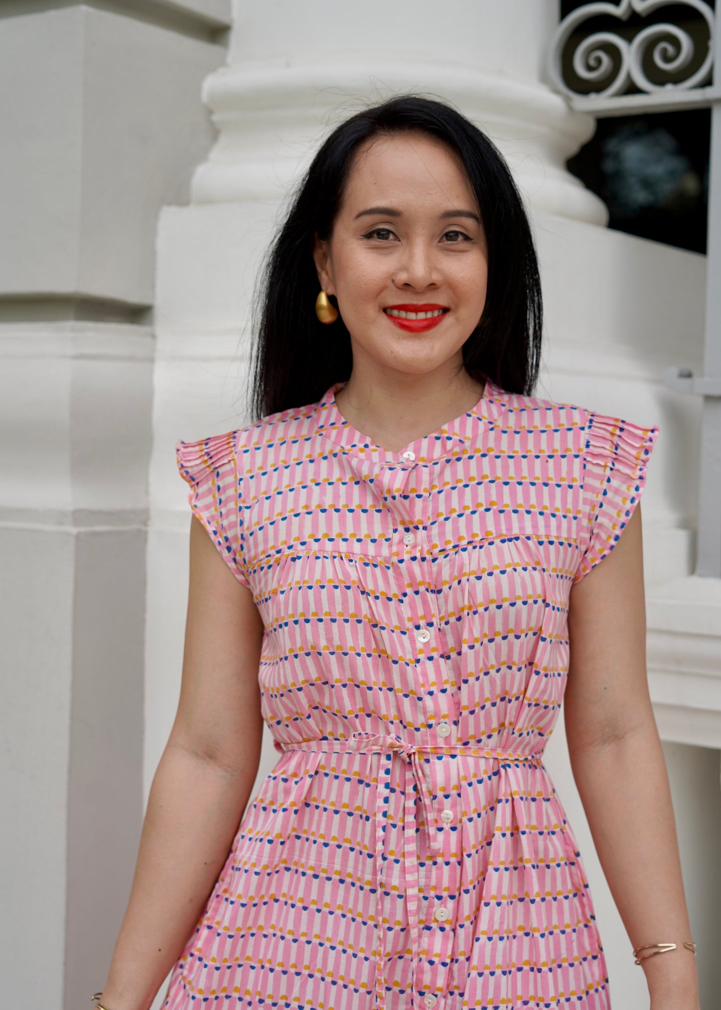 Felice Frill Sleeve Dress | Pink Meadows