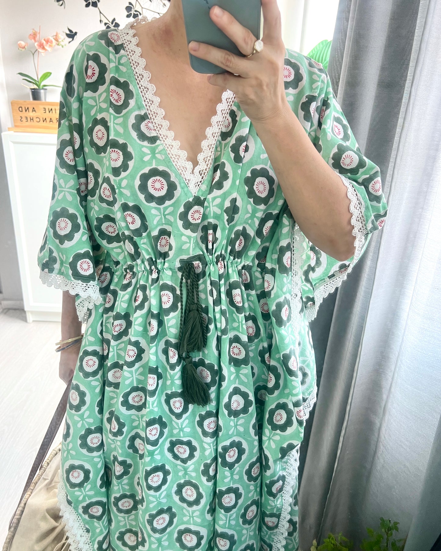 Junia Cotton Kaftan - Summer Green