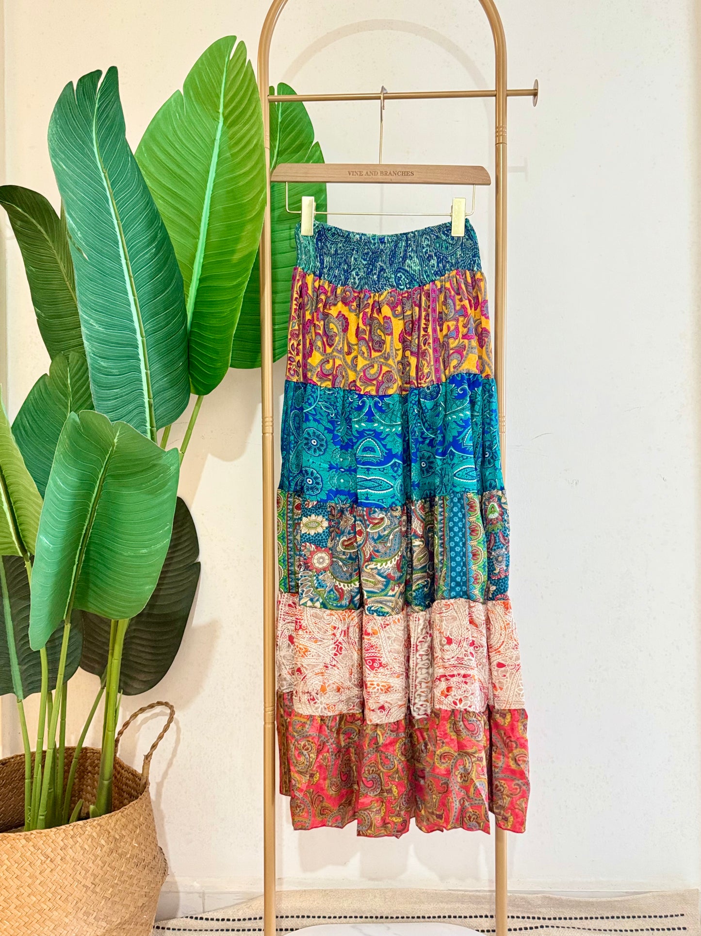 Silky Patchwork Skirt