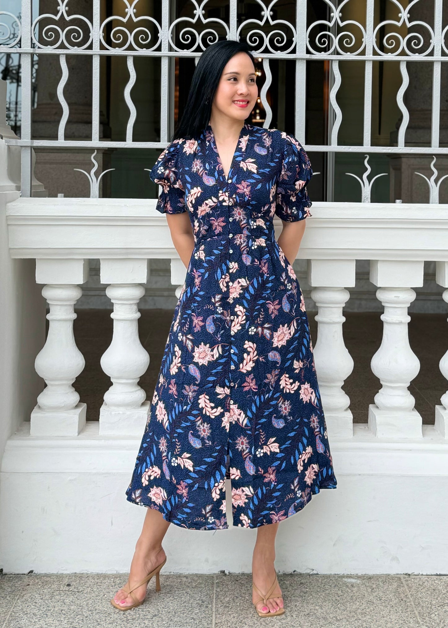 Calla Dress | Navy Floral