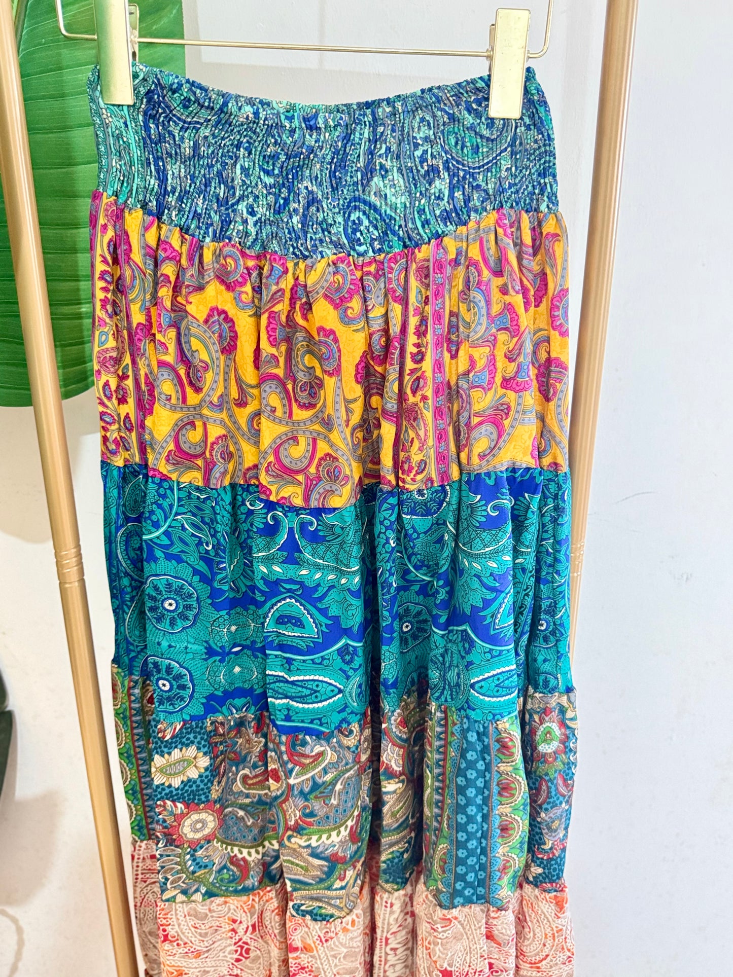Silky Patchwork Skirt