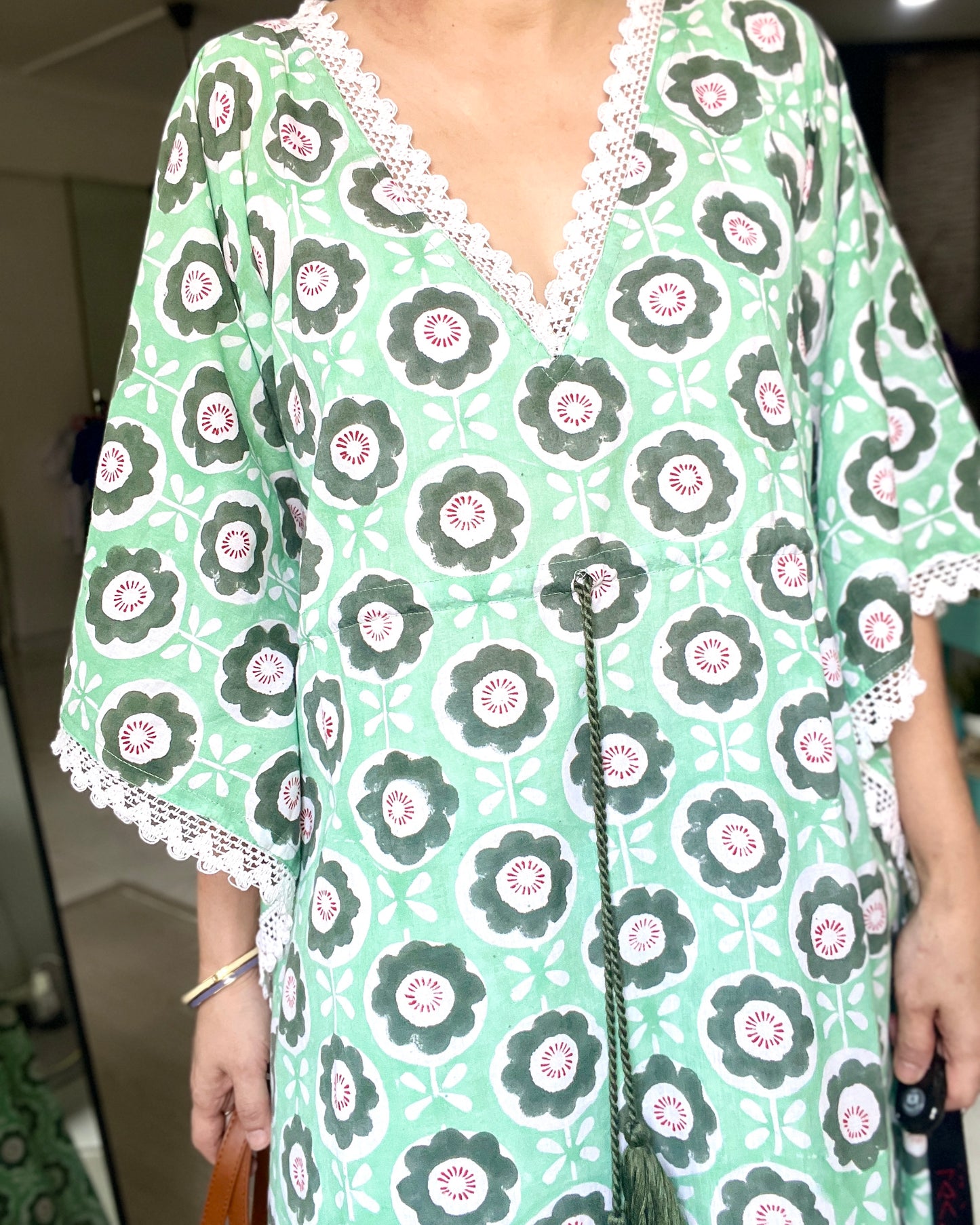 Junia Cotton Kaftan - Summer Green