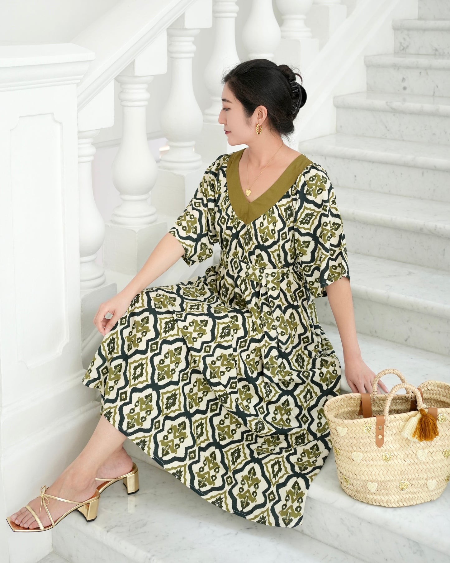 Camille Dress - Tribal Olive