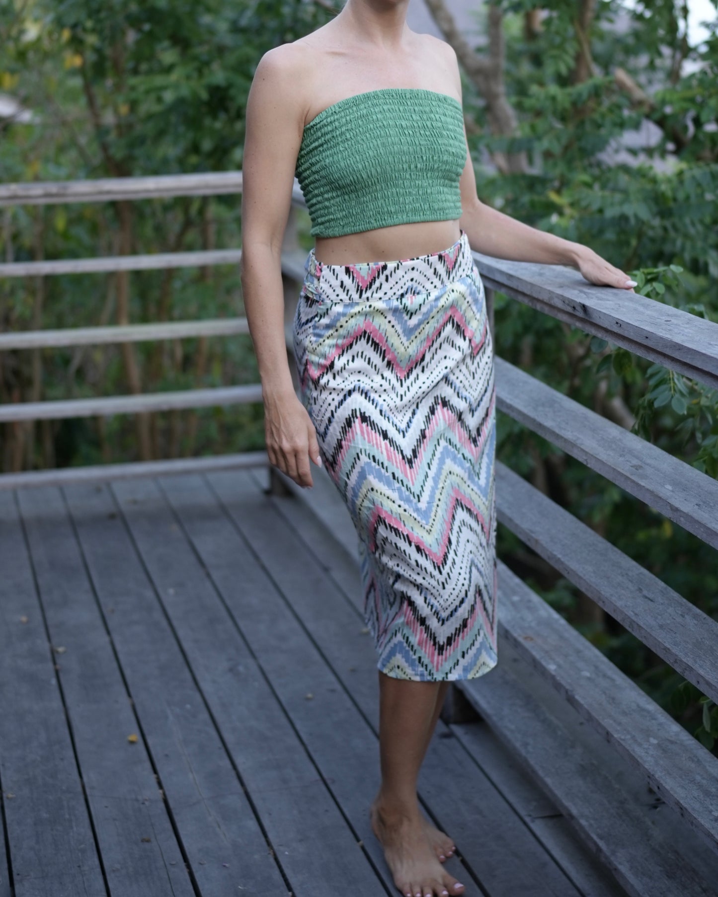 Naomi Wrap Skirt - Zig Zag Pink