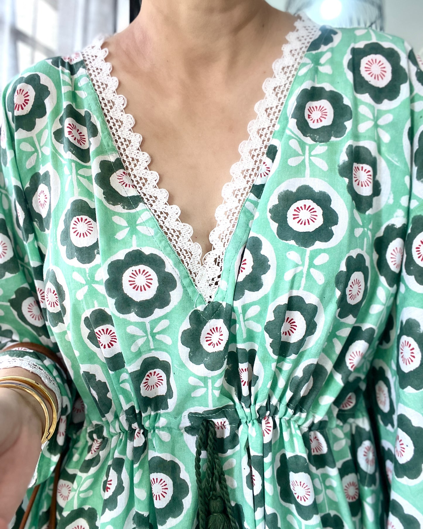 Junia Cotton Kaftan - Summer Green
