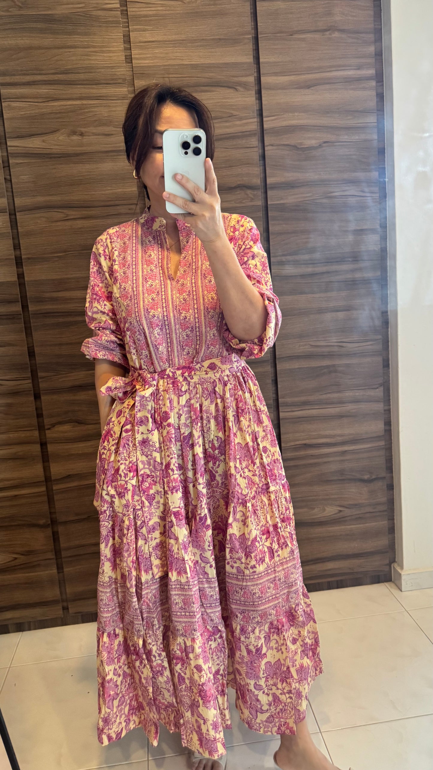 Handblock Maxi Dress - XS (fit UK8/10)