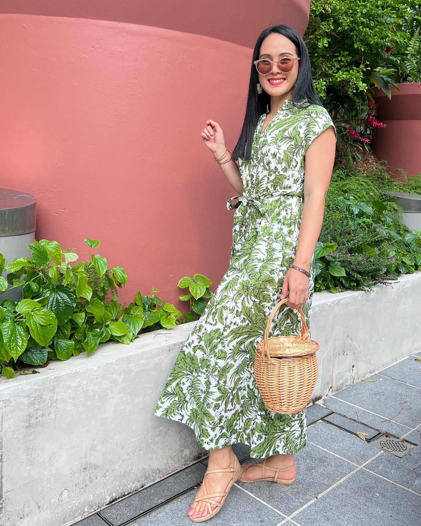 Kiara Cotton Dress - Green Blossom
