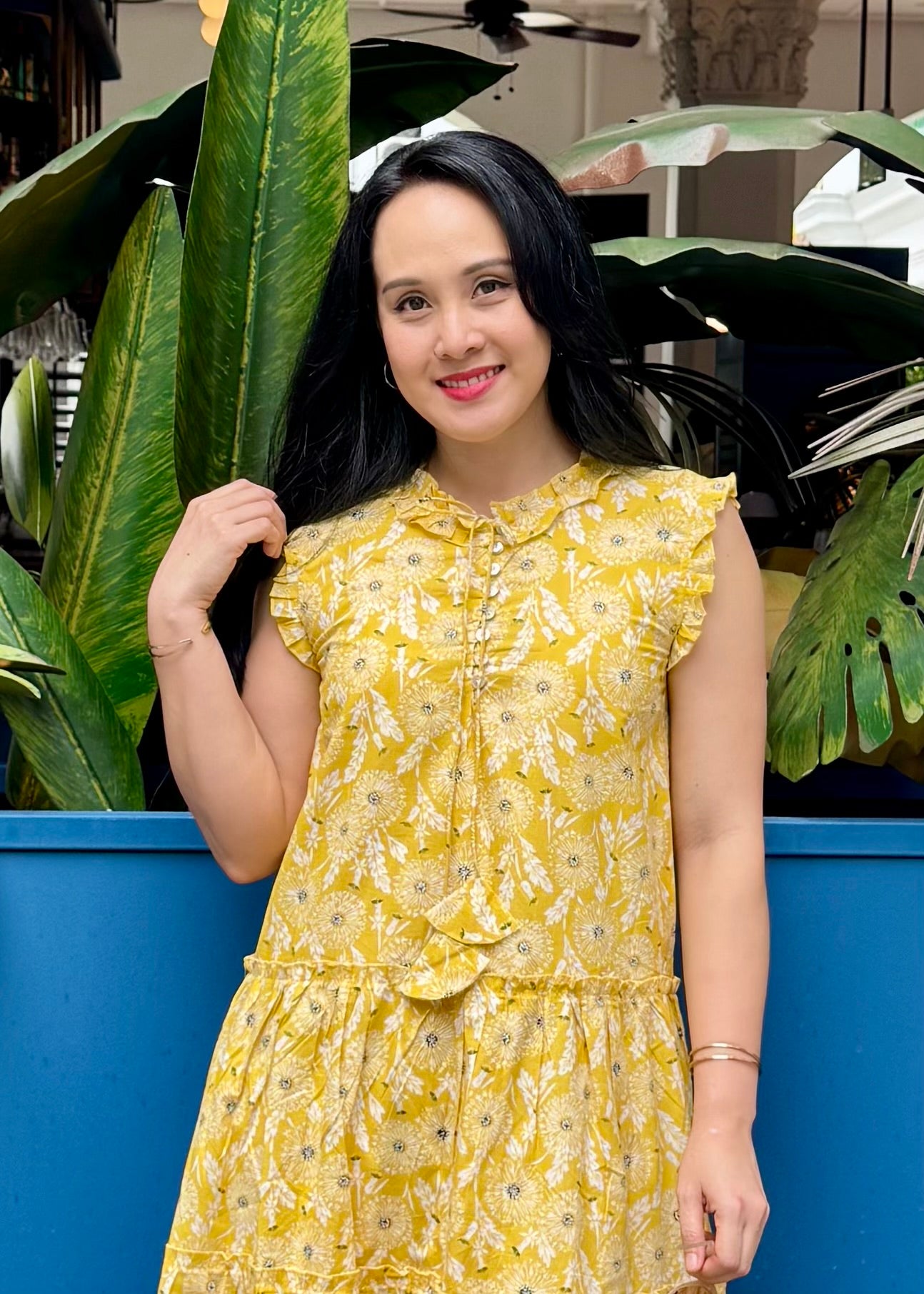 Lacey Cotton Dress | Ruffles Yellow