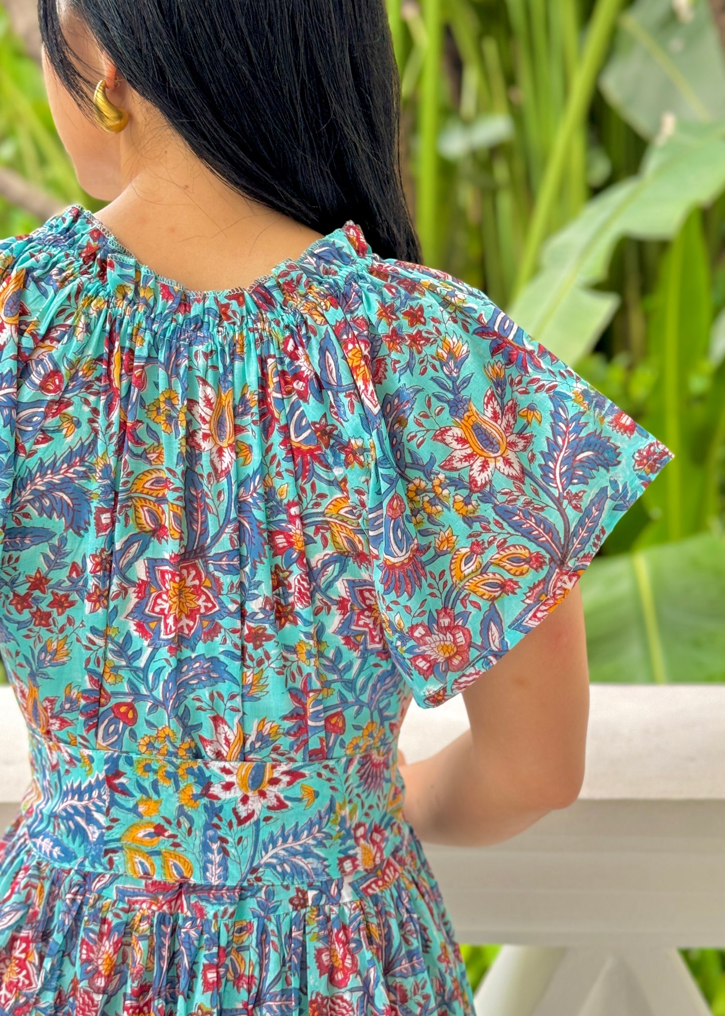 Vienna Frills Collar Dress - Blue Spring