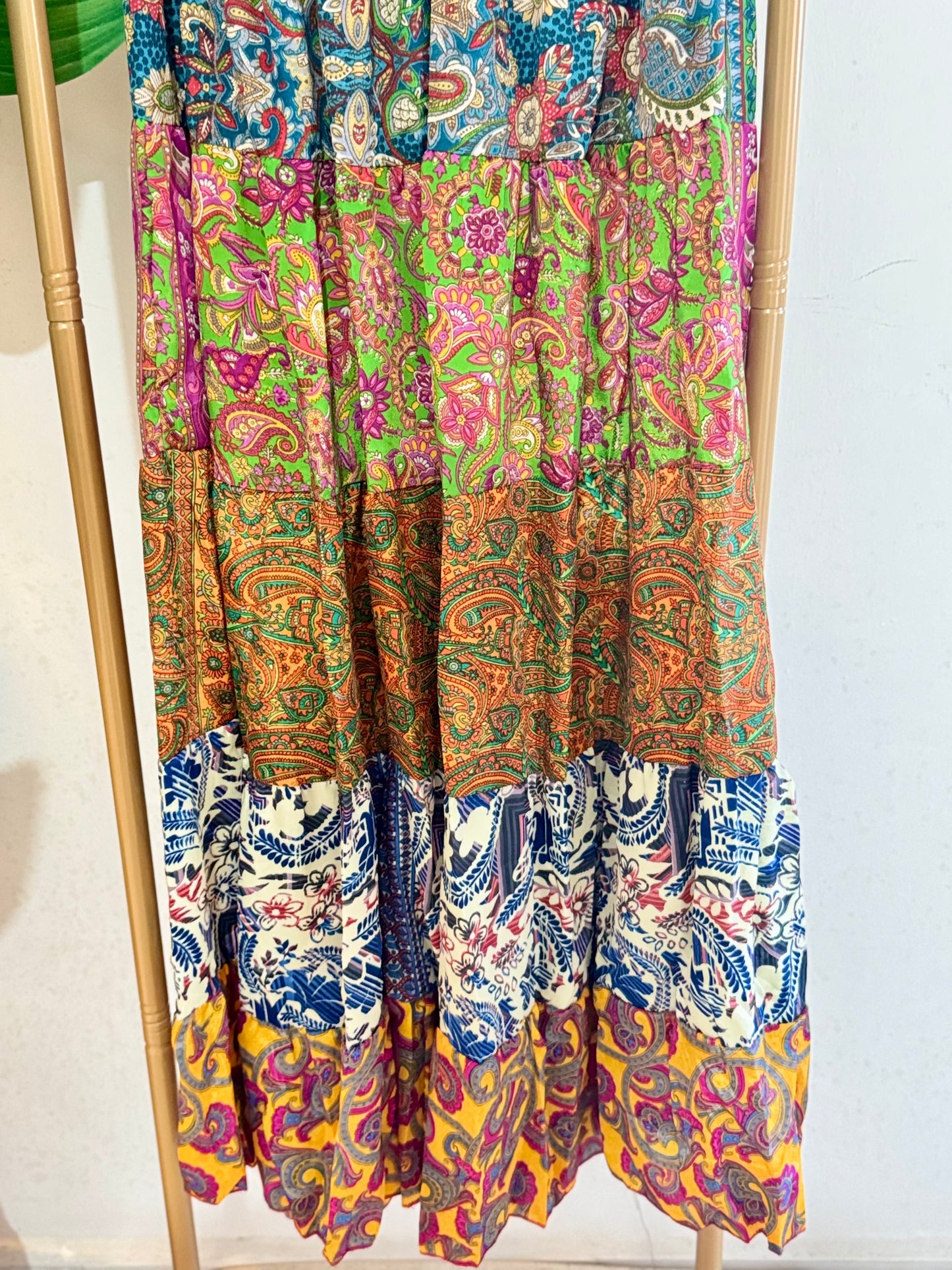 Silky Patchwork Skirt