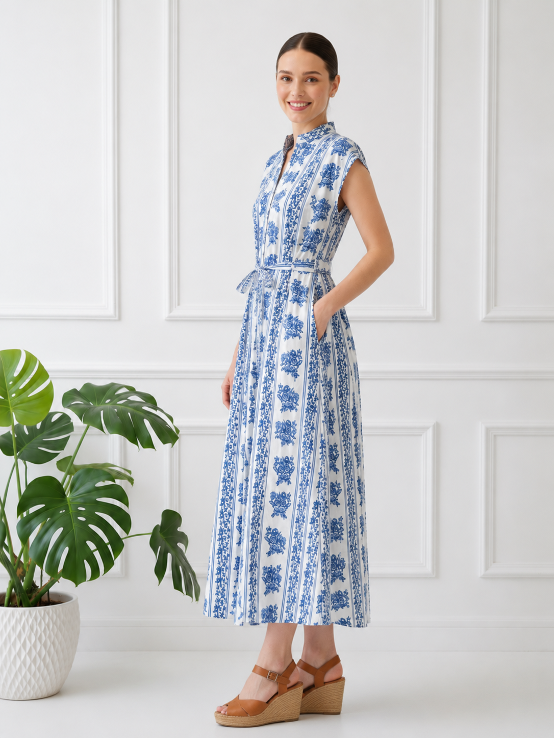 Kiara Cotton Dress | Blue Garland