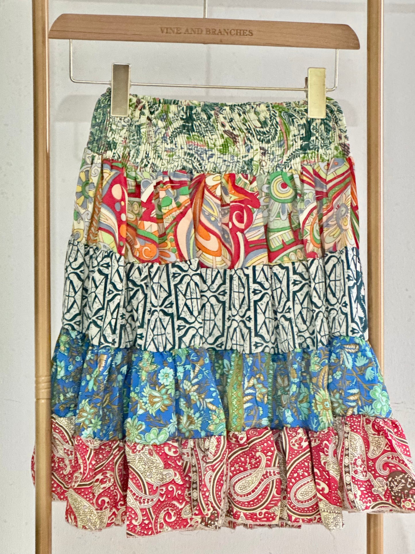 Mini Silky Patchwork Skirt
