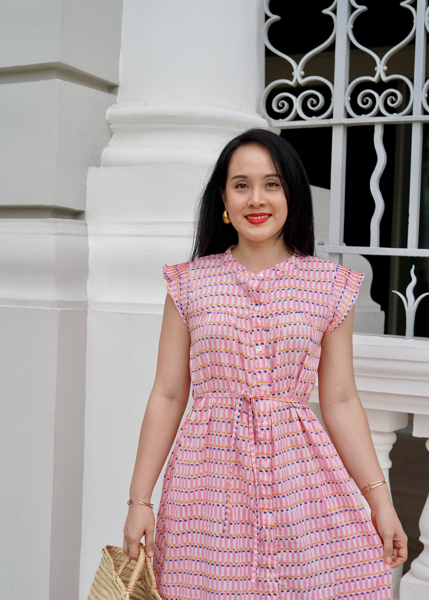 Felice Frill Sleeve Dress | Pink Meadows