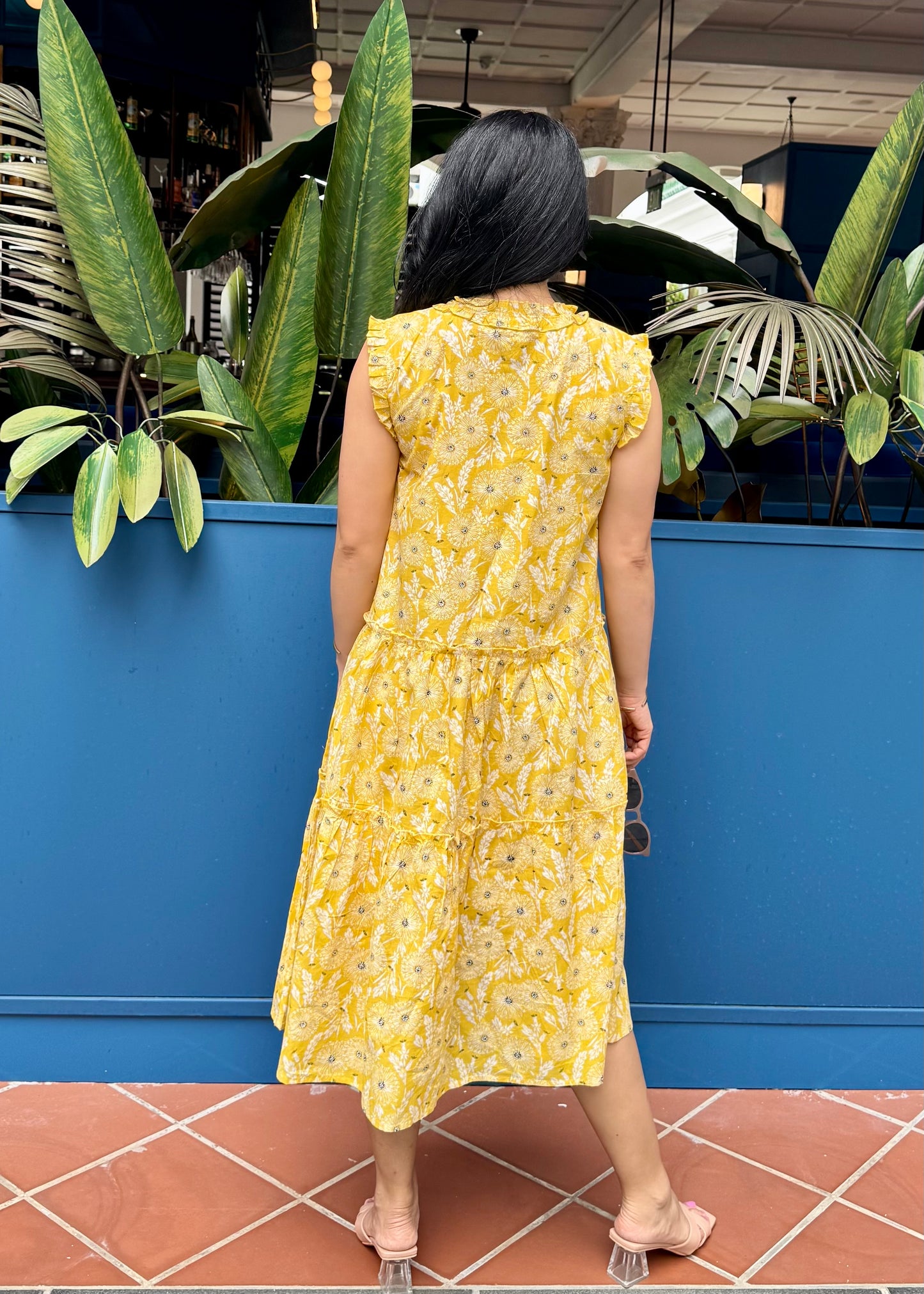Lacey Cotton Dress | Ruffles Yellow